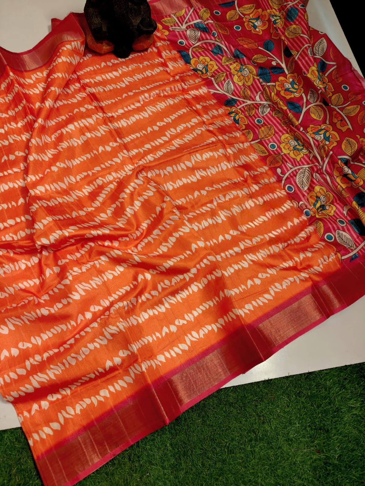 Soft Tussar Gajal Silk saree with Kalamkari print