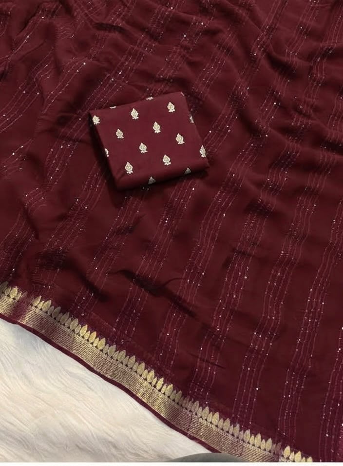 Viscose georgette sequins saree