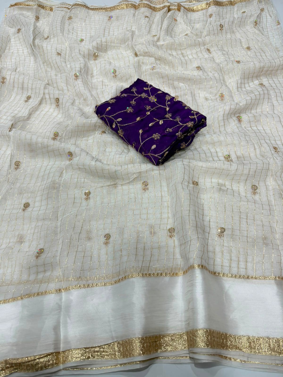 Surabhi- Viscose Georgette weaving checks saree