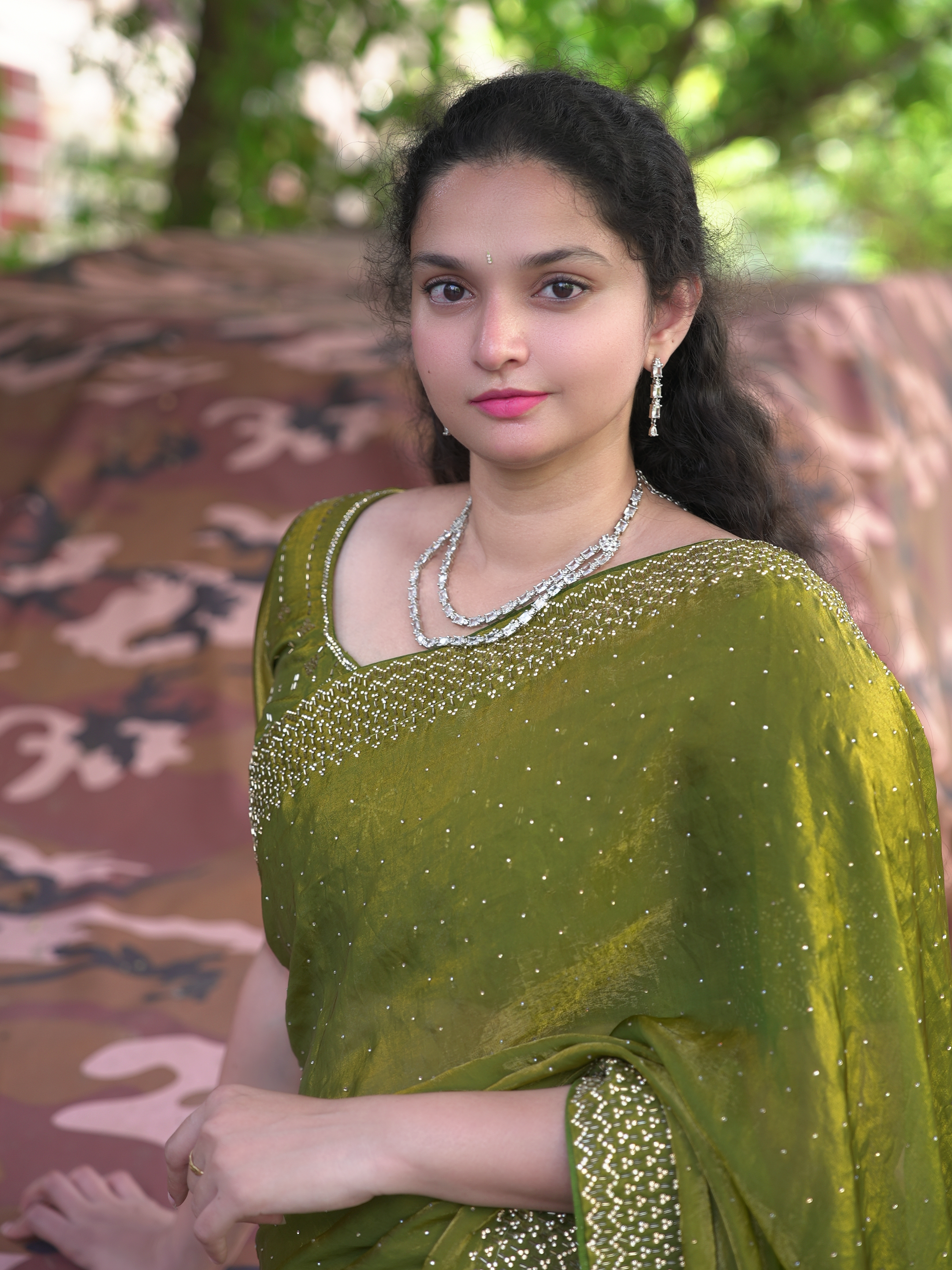 Diamond stone Space Silk Saree