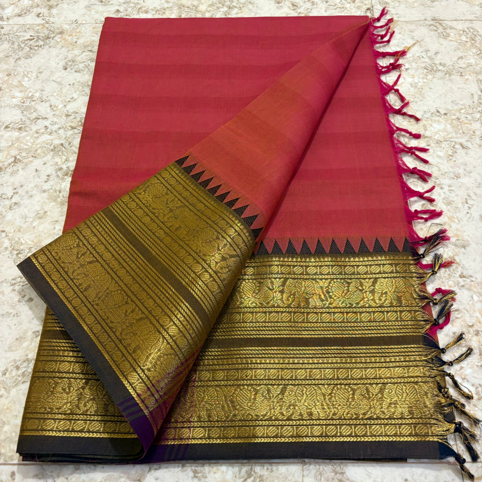 Chettinadu Pure Cotton kanchi zari Saree