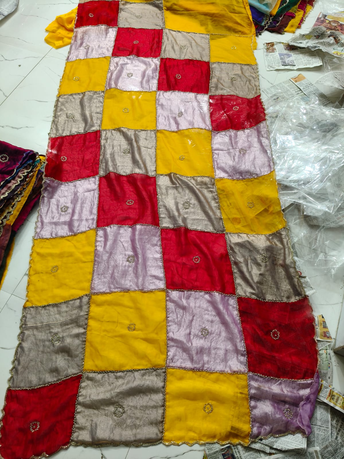 Luxe Designer Space silk Handwork multi colour saree