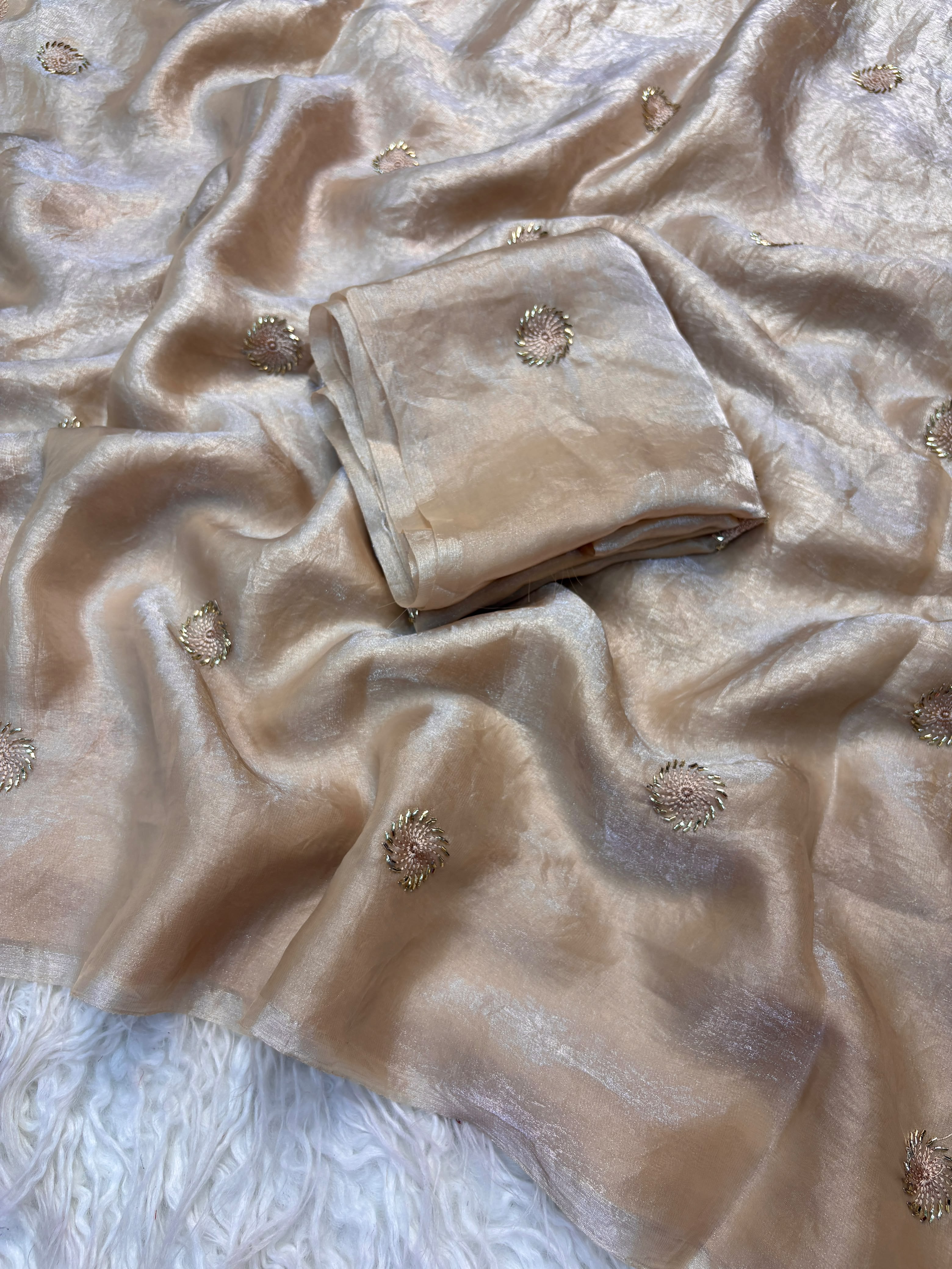 Space silk beads buttis saree