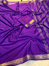 Viscose georgette soft fabric small zari boarder saree