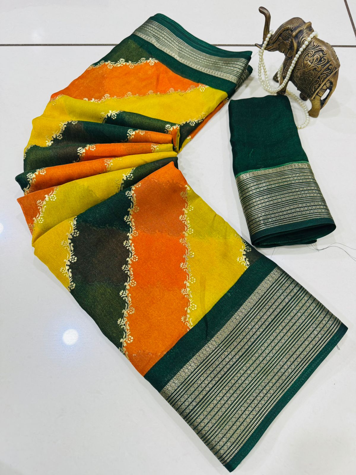Marshmallow Matte Georgette Rangkat Saree