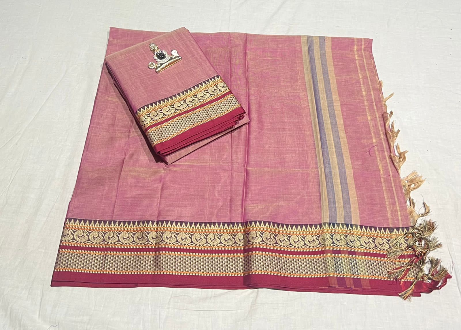 Narayanpeta Big Peacock boarder Dress material