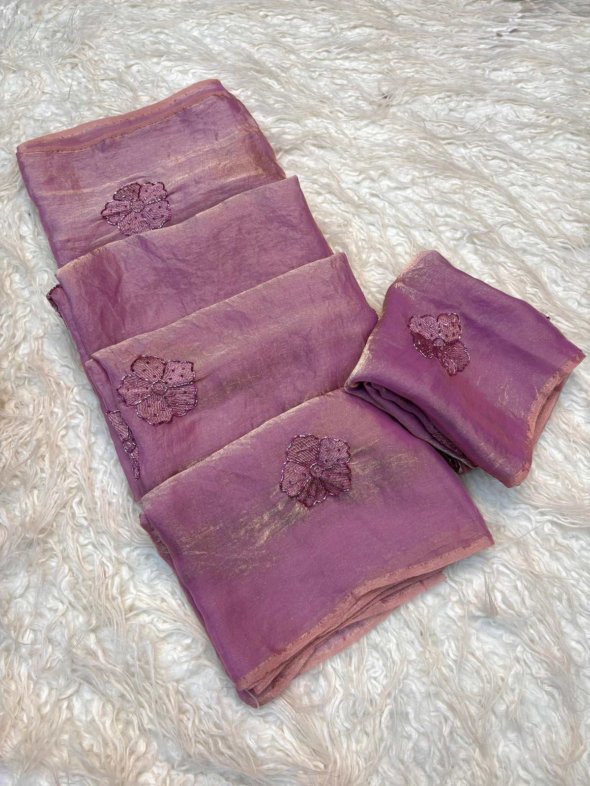 Dark mocha flower space silk saree