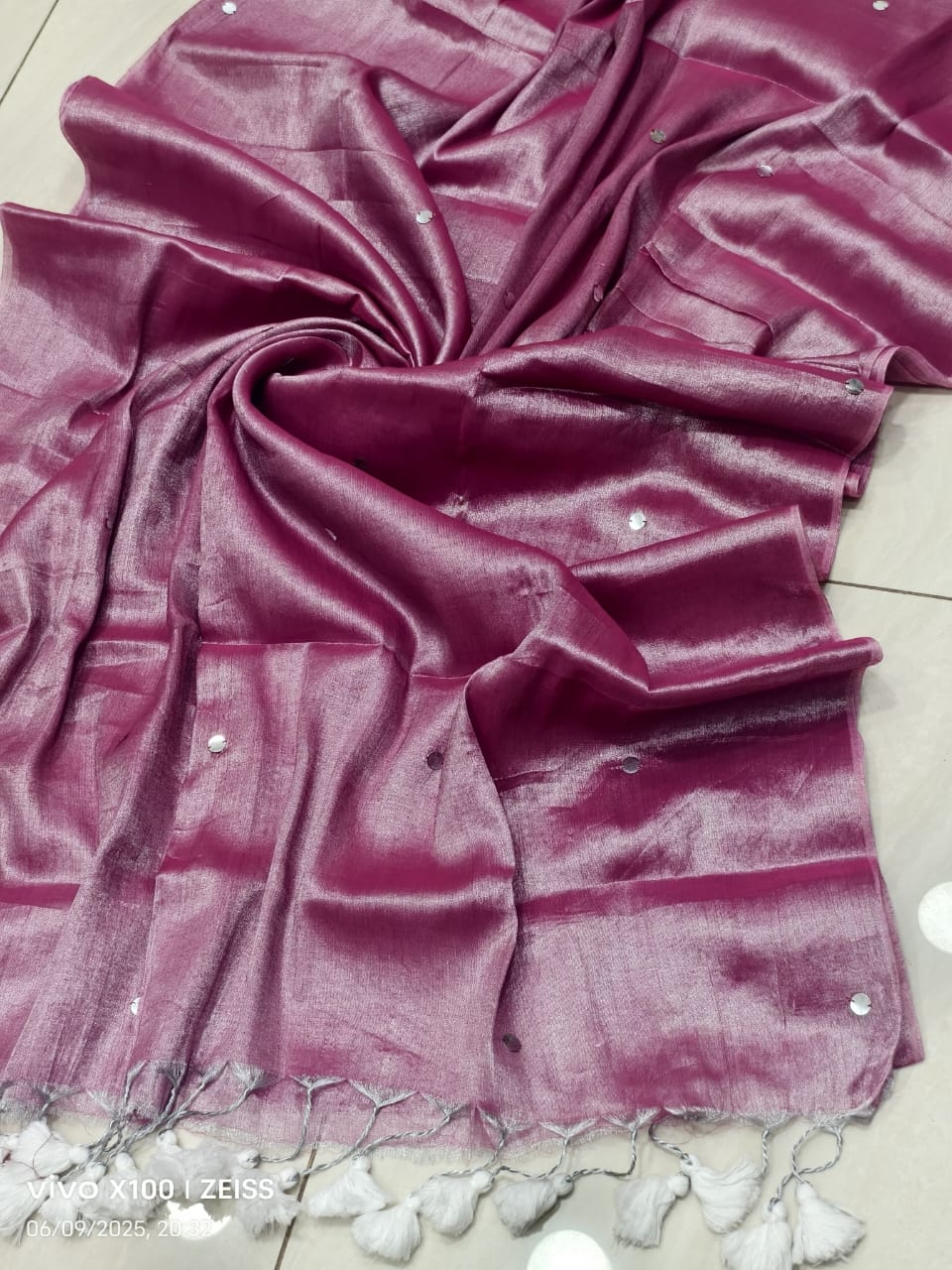 Raga tissue mul cotton saree