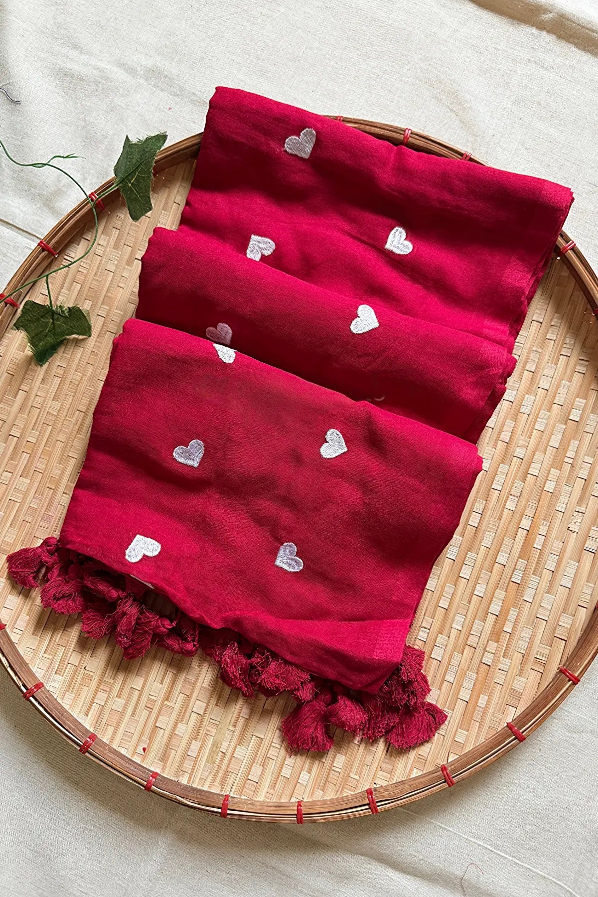 Mul cotton heart embroidery saree