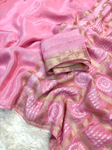 Premium Mysore silk saree with bandhej pallu and blouse