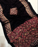 Ajrak Print crepe mix silk saree