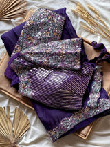 Premium ultra violet desinger one minute saree