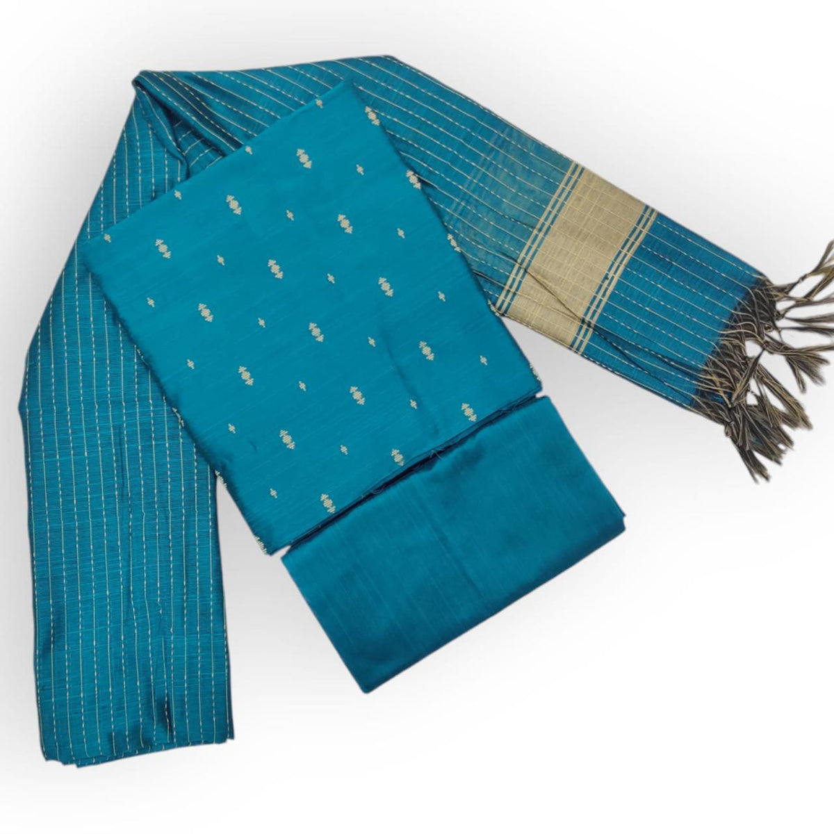 Raw silk dress material set