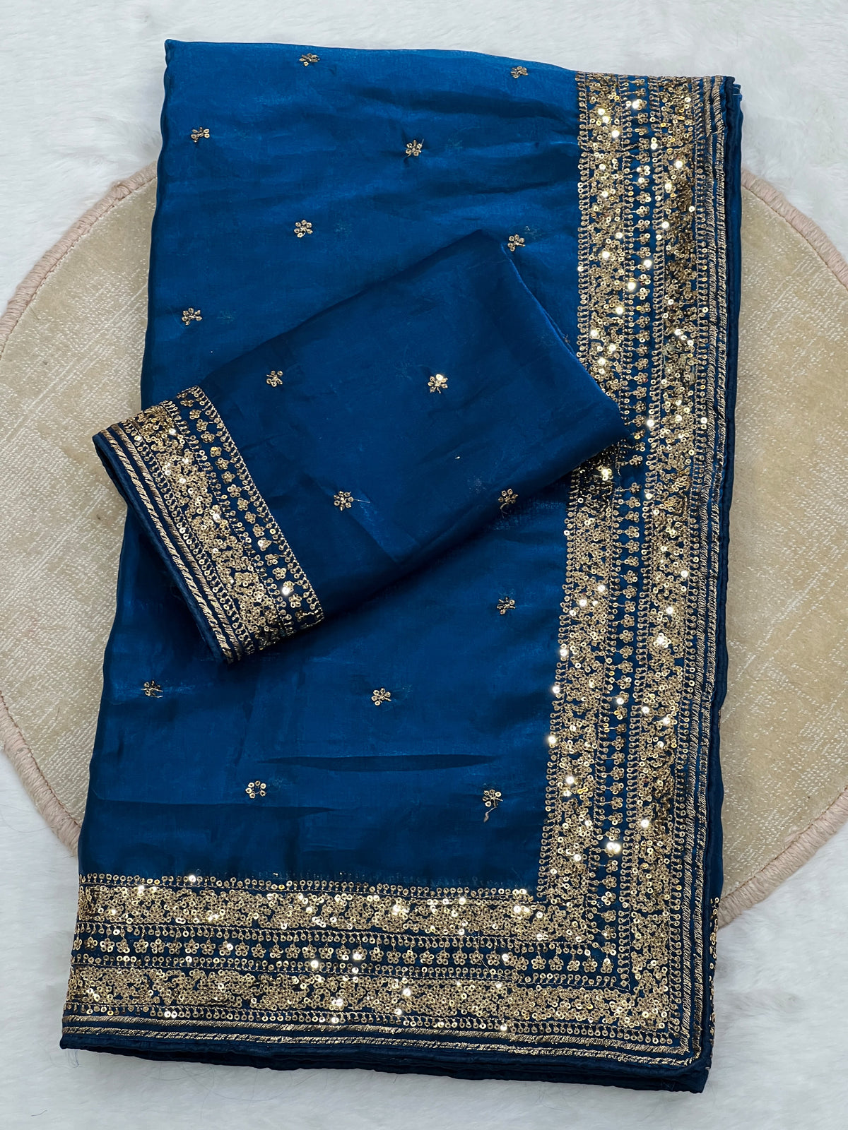Space silk sequence party wear saree