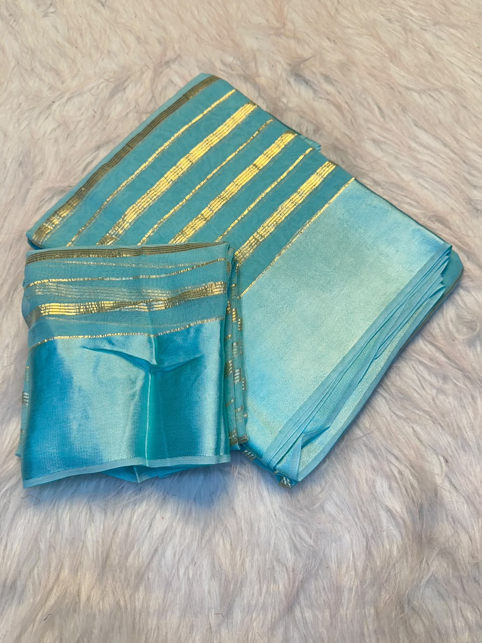 Viscose georgette light weight sarees with satin patta
