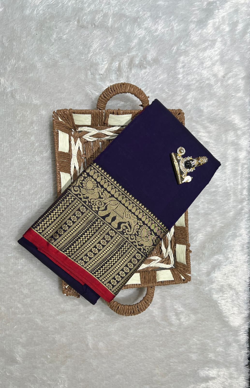 Narayanpeta Mercerised Cotton saree elephant boarder