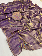 Moss space silk arco mirror work saree
