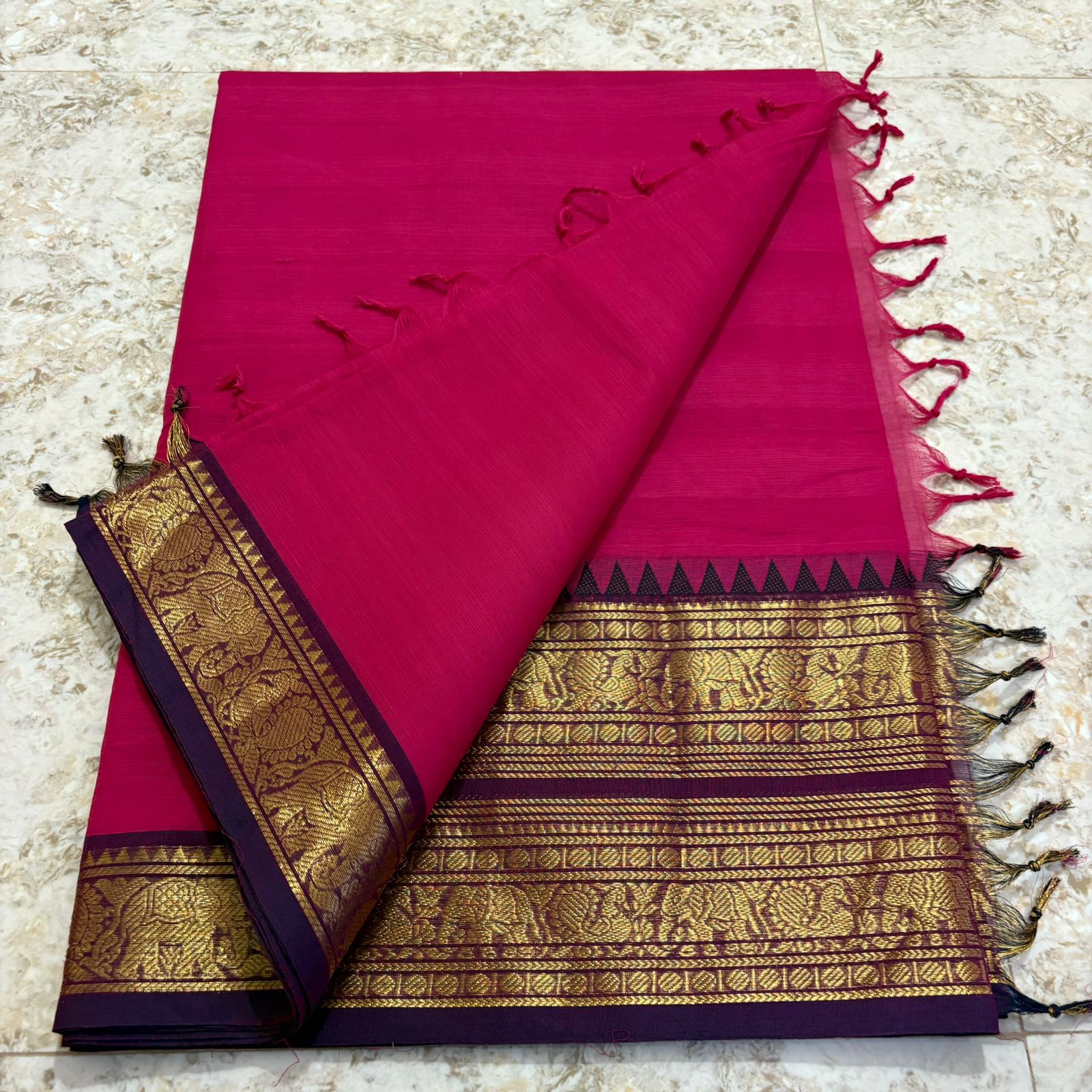 Chettinadu Pure Cotton kanchi zari Saree