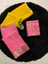 Pure Viscose Chinnon Saree with bandini Blouse