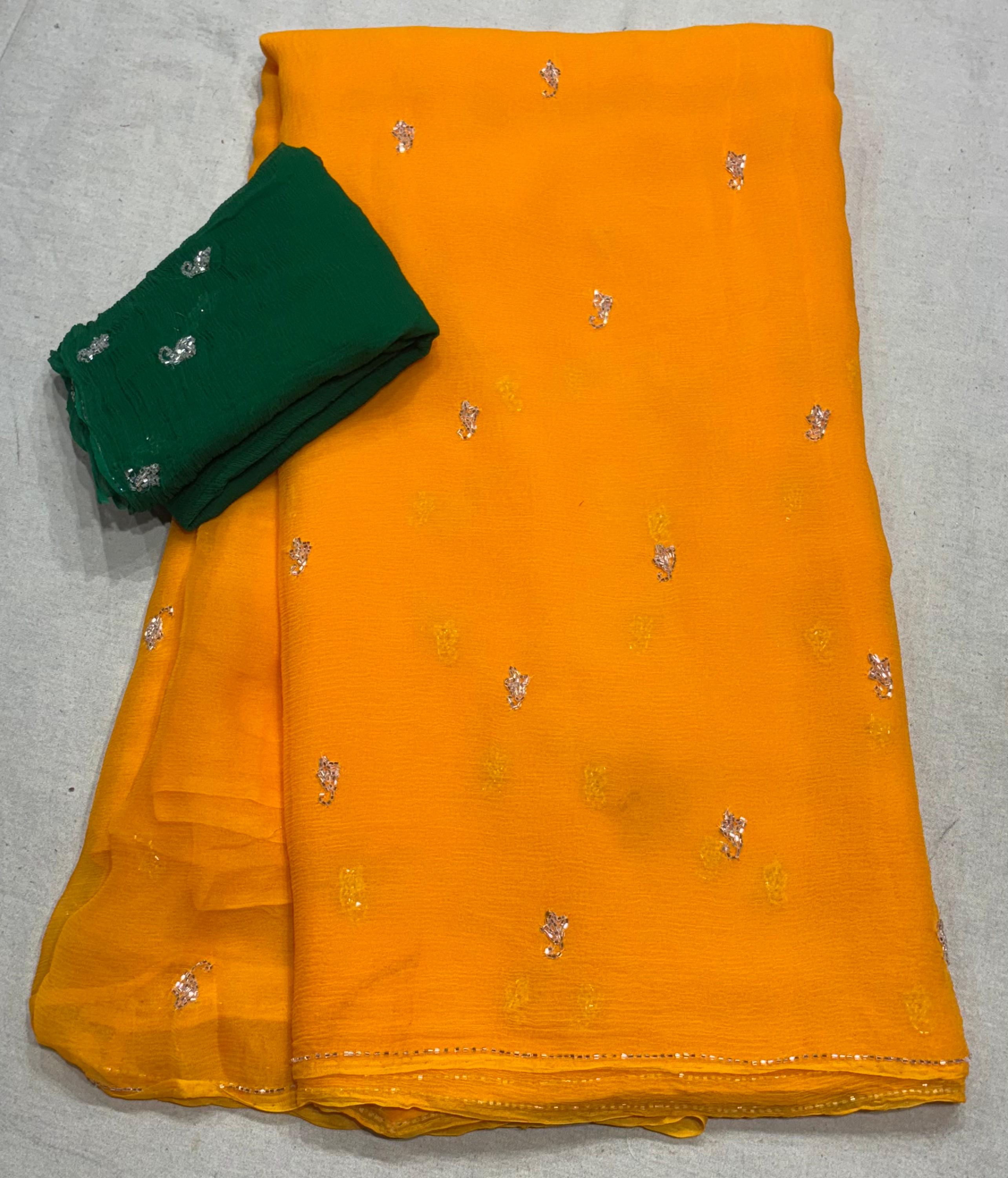 Chiffon contrast diamond saree