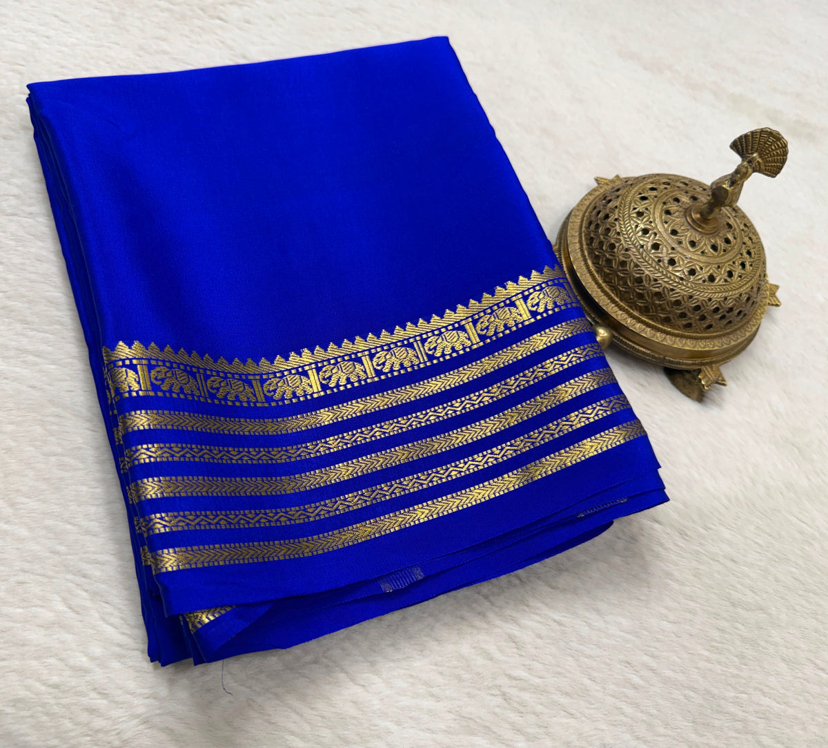 Semi Mysore silk budget range peacock boarder saree