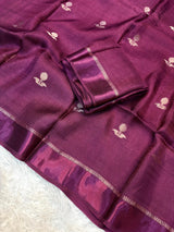 Jute silk viscose leaf pattern saree