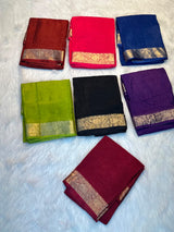 Pure chinnon flower jacquard zari saree