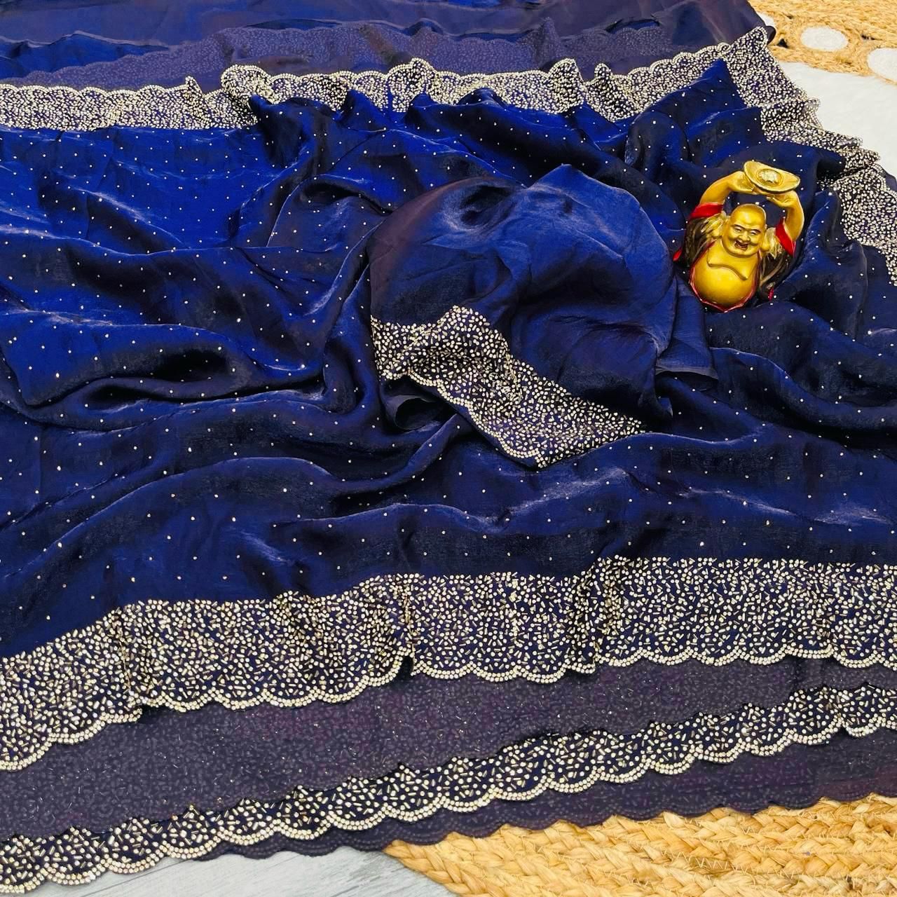 Space silk Diamond work saree