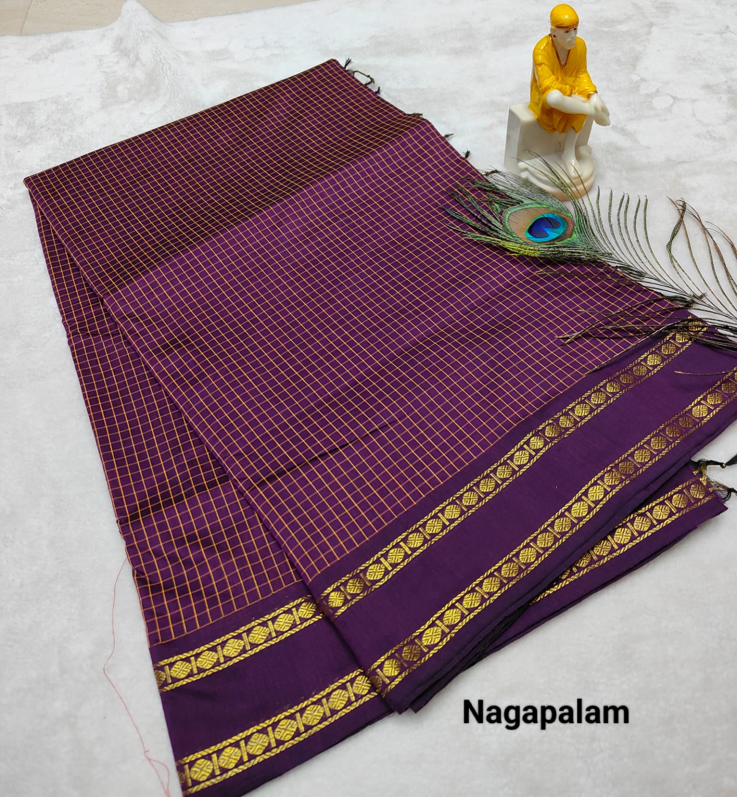 Kalyani Vintage Checked gap boarder saree