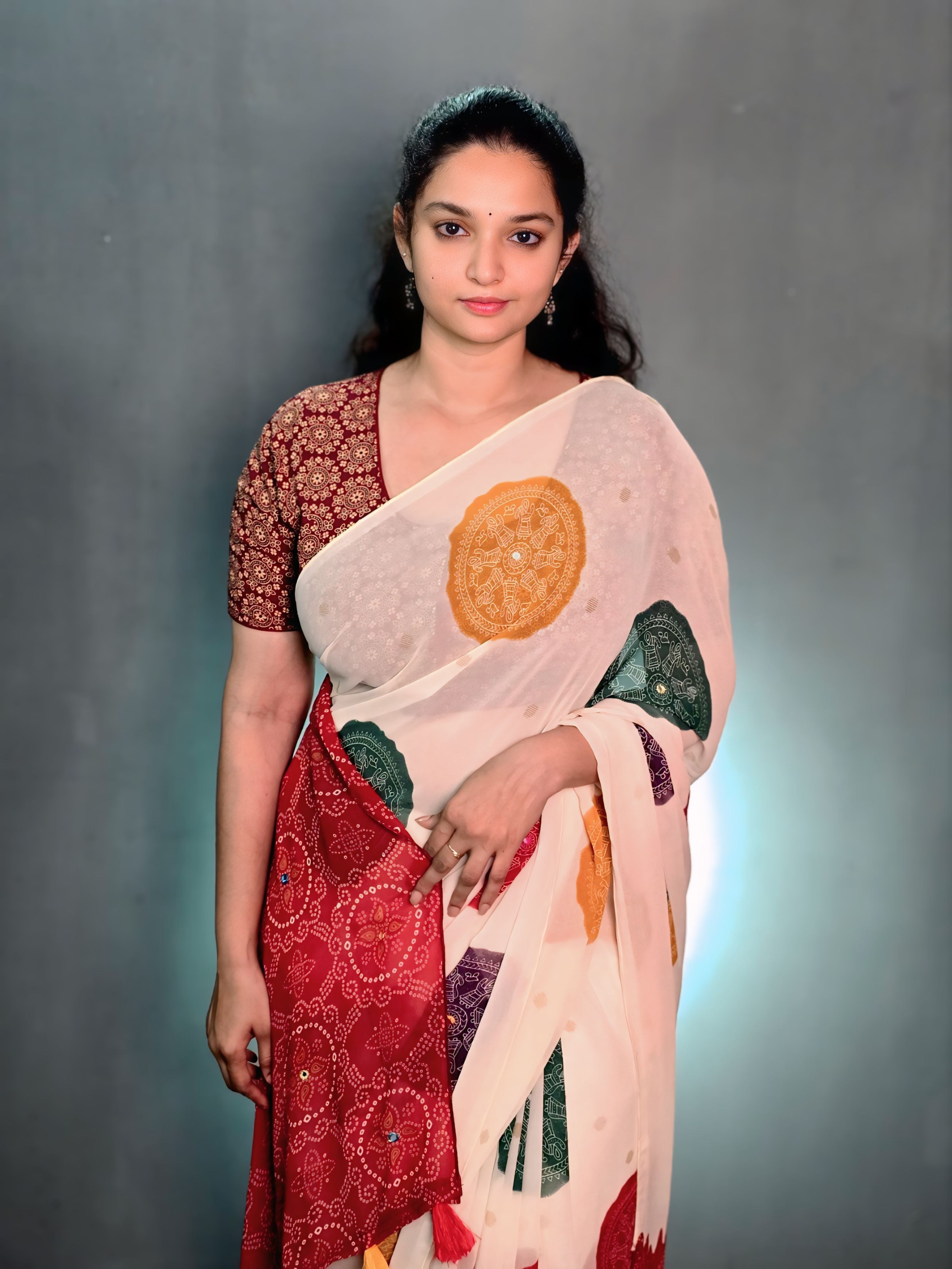 Georgette bandhini saree