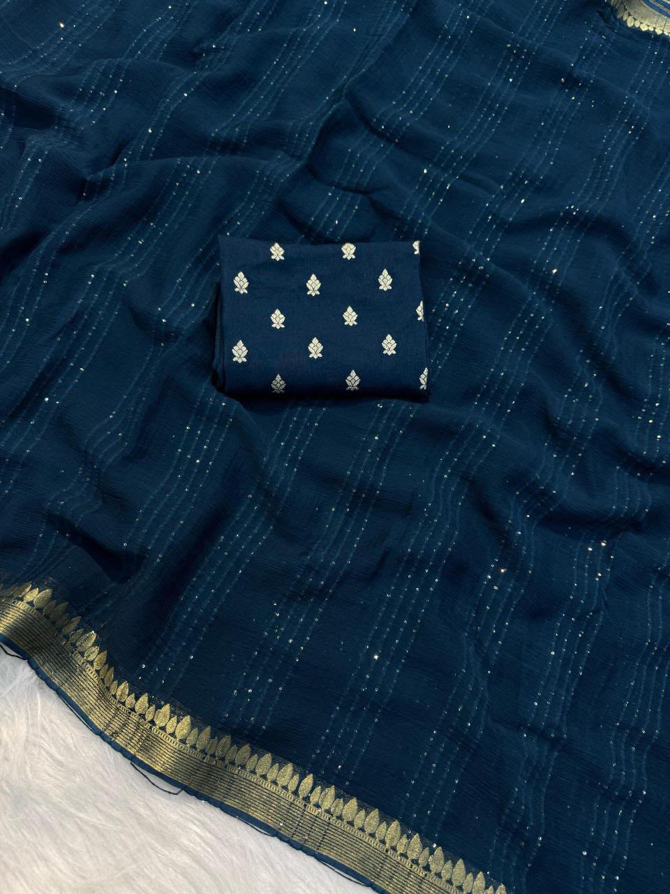 Viscose georgette sequins saree