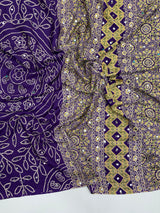 Ajrak design crepe silk mirror saree