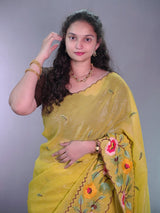 Crunchy fabric cutowork embroidery saree