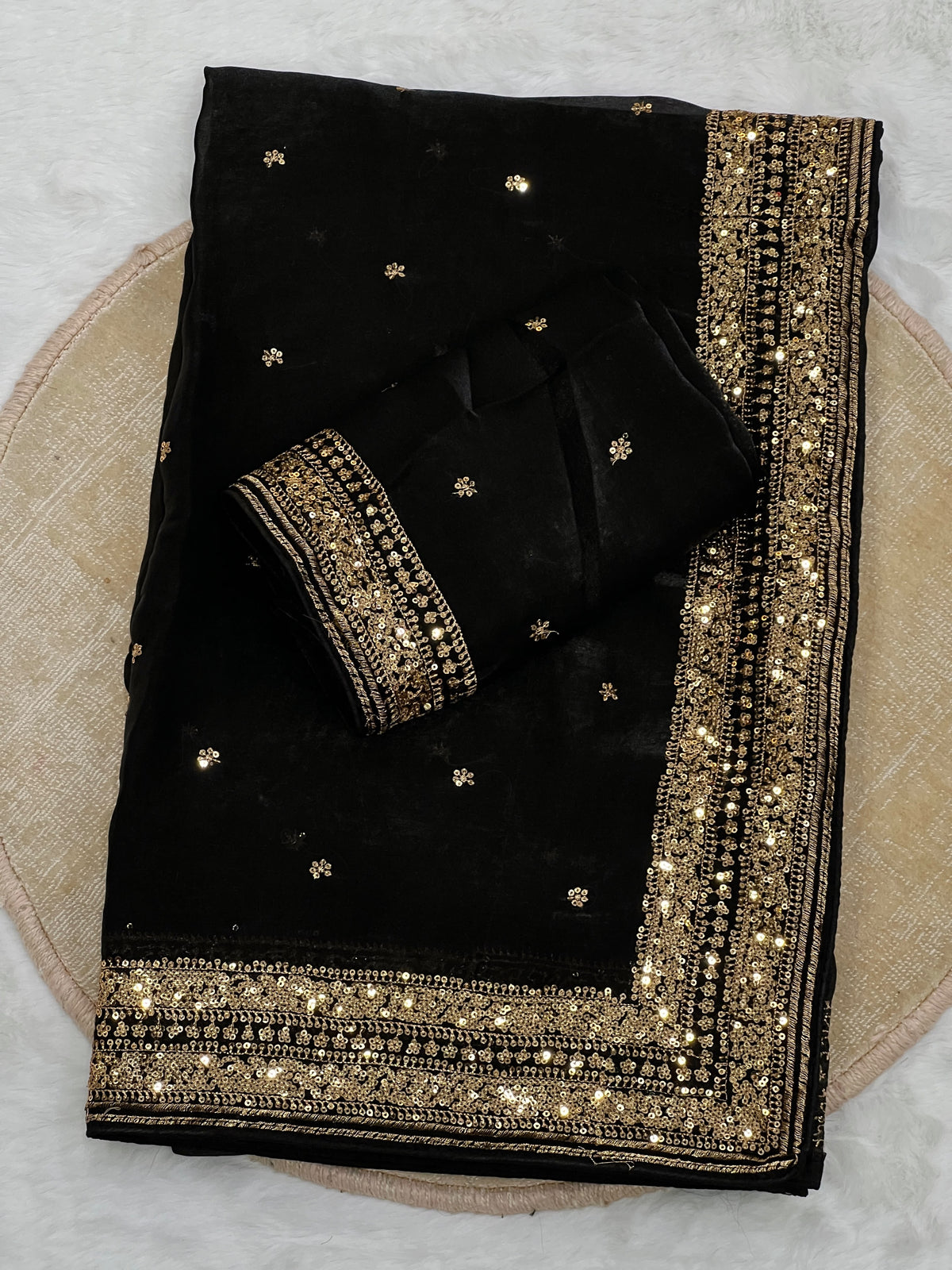 Space silk sequence party wear saree