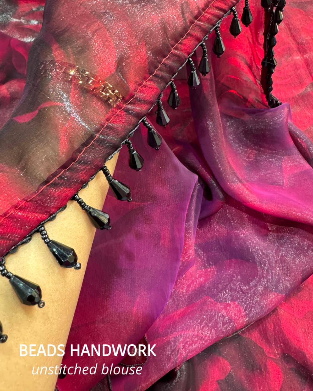 Victorian rose pattern saree
