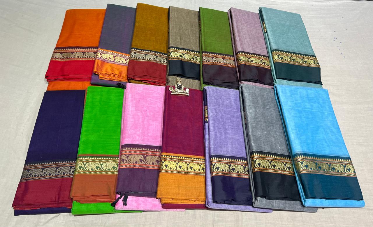 Narayanpeta Mercerised Cotton elephant gap boarder