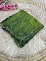 Space silk beads work saree
