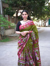 Managalagiri silk Peacock Boarder Kalamkari saree