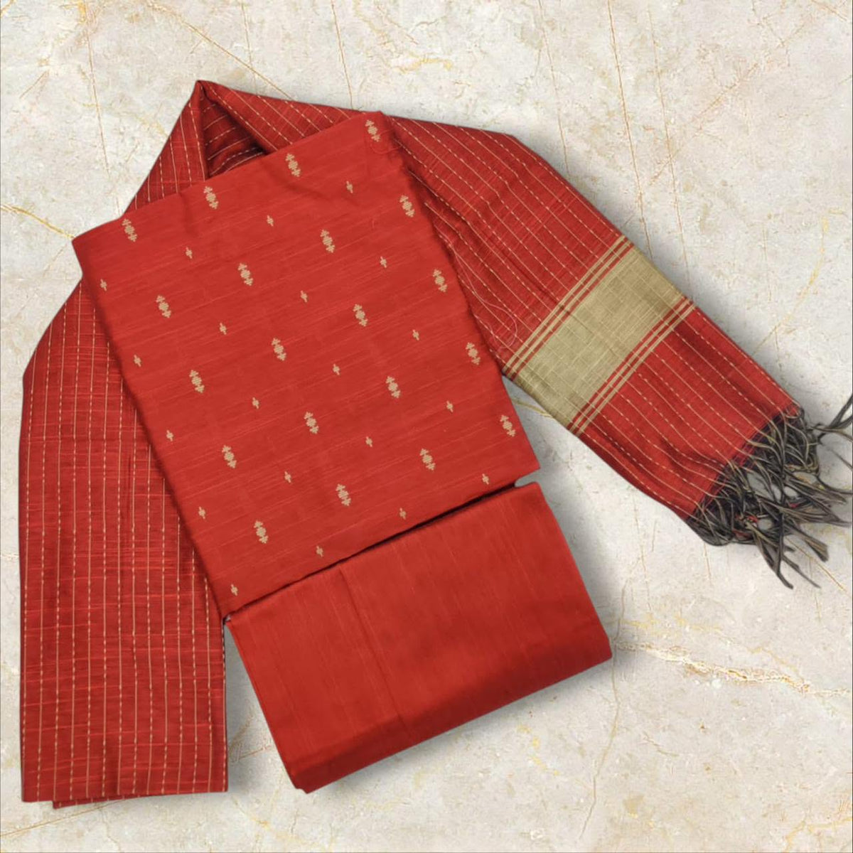 Raw silk dress material set