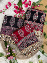 Ajrak mirror satin modal saree