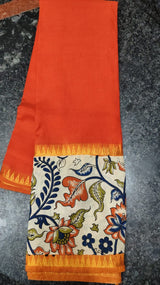 Mangalagiri silk handloom kalamkari gap boarder saree