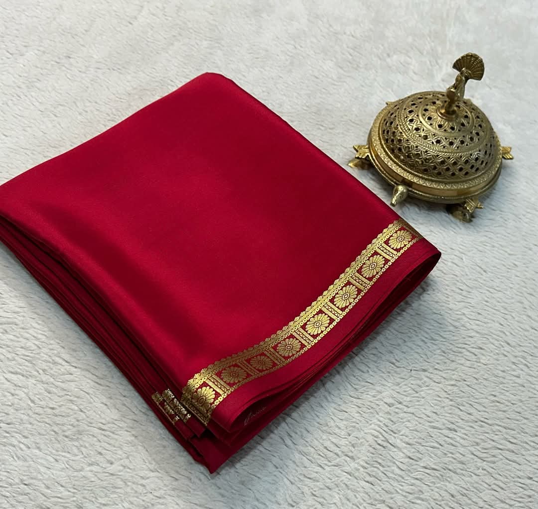 Semi Mysore silk saree flower boarder