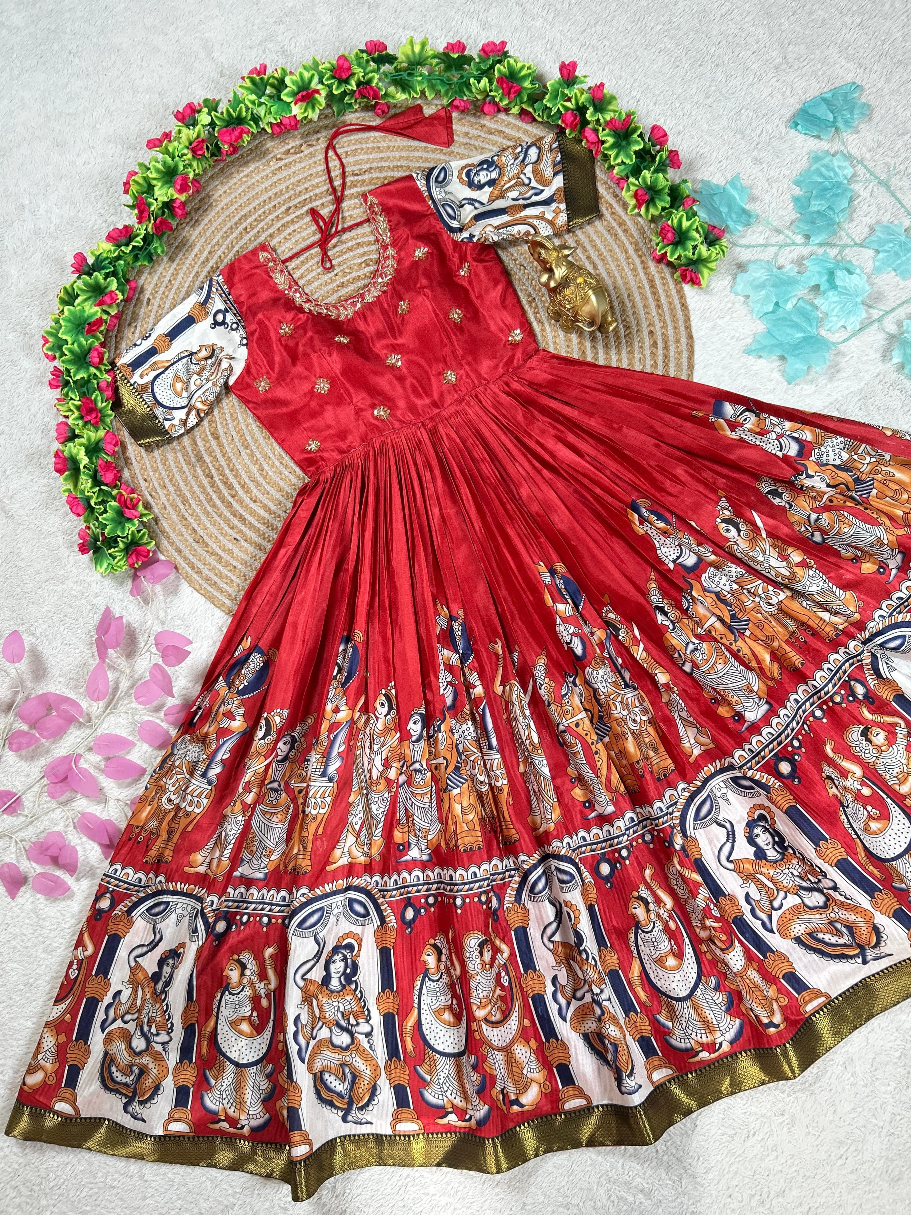Kalamkari Maroon Anarkali