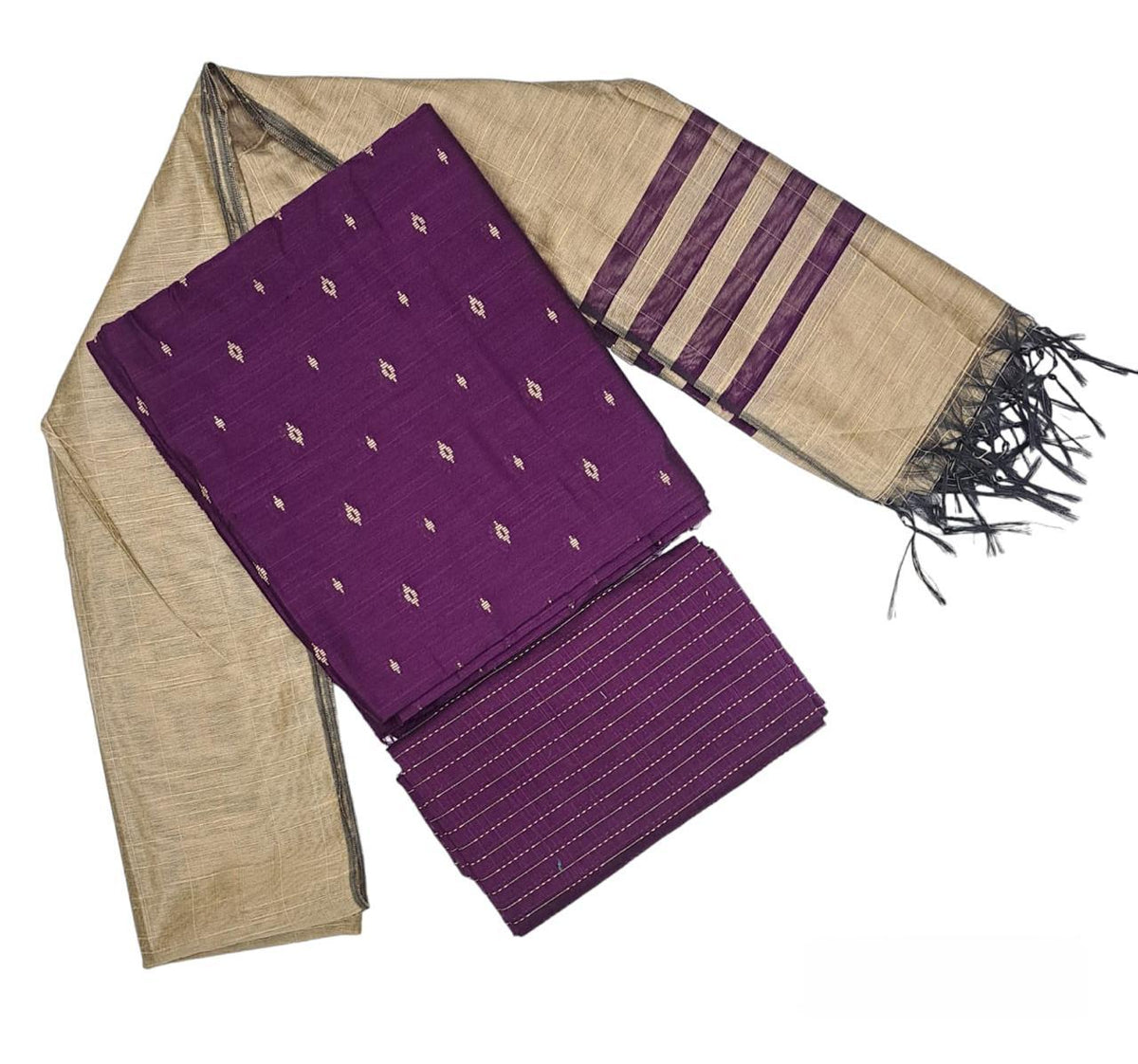 Raw silk dress material set