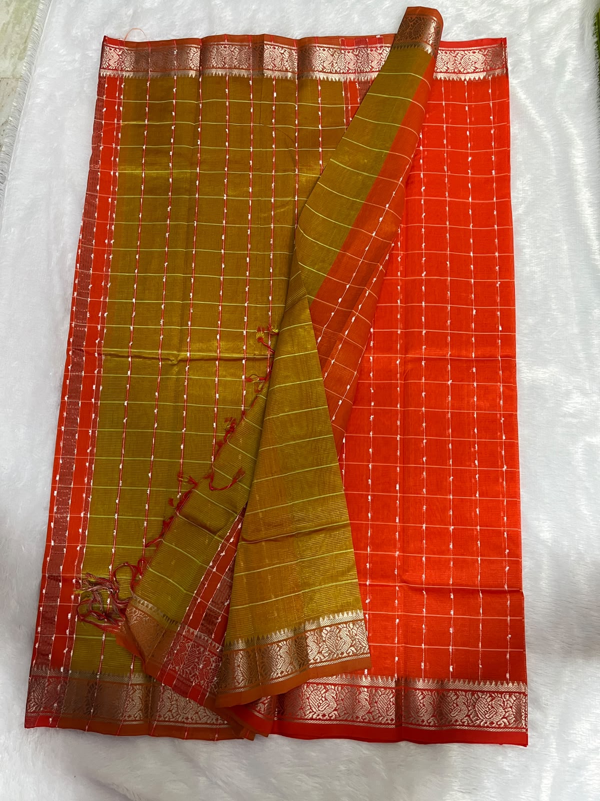 Managalagiri kanchi borader checks saree