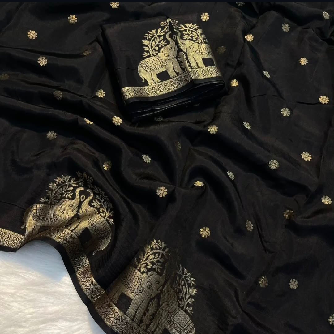 Muslin Silk elephant boarder saree