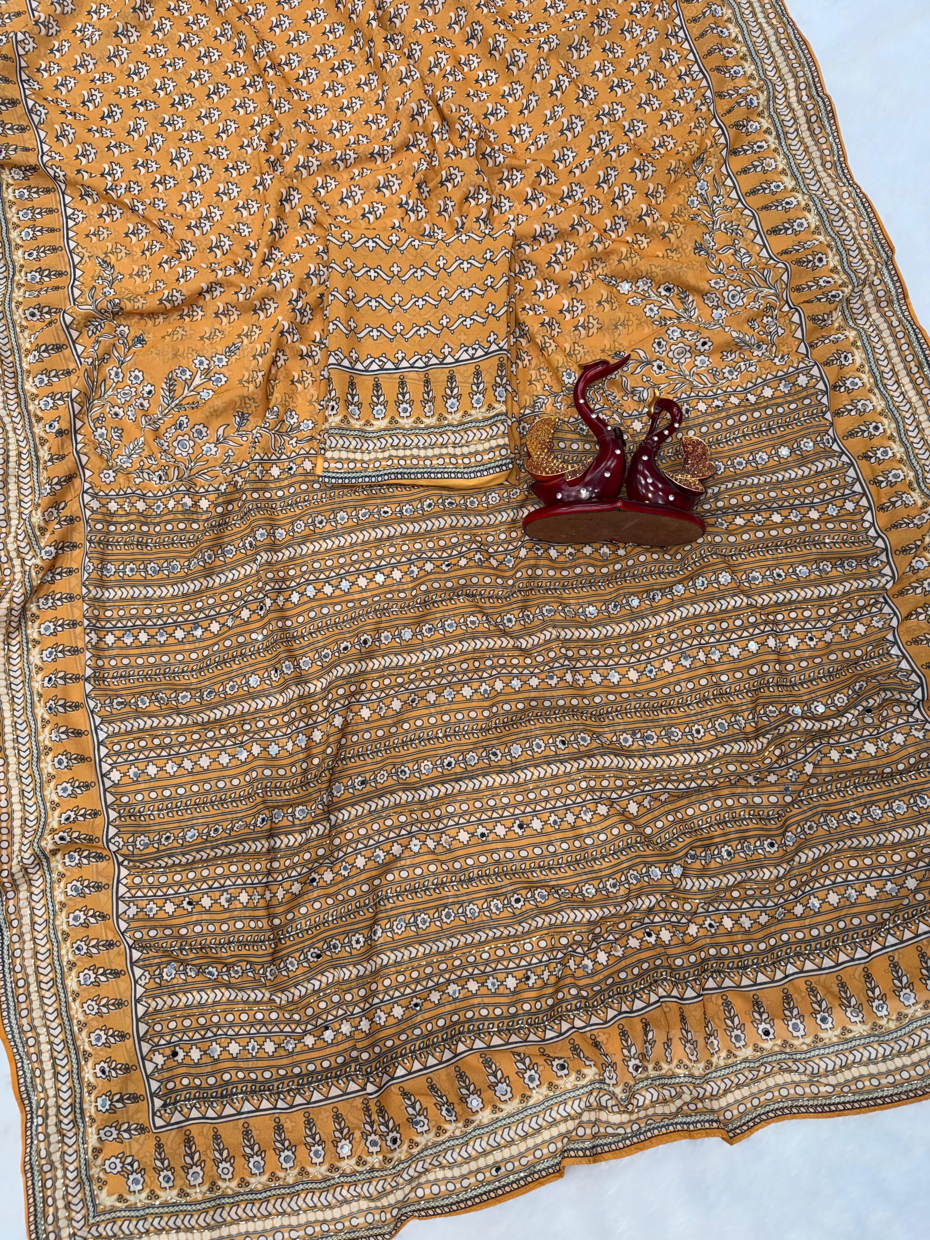 Kareena Kapoor inspired Premium georgette ajrak saree