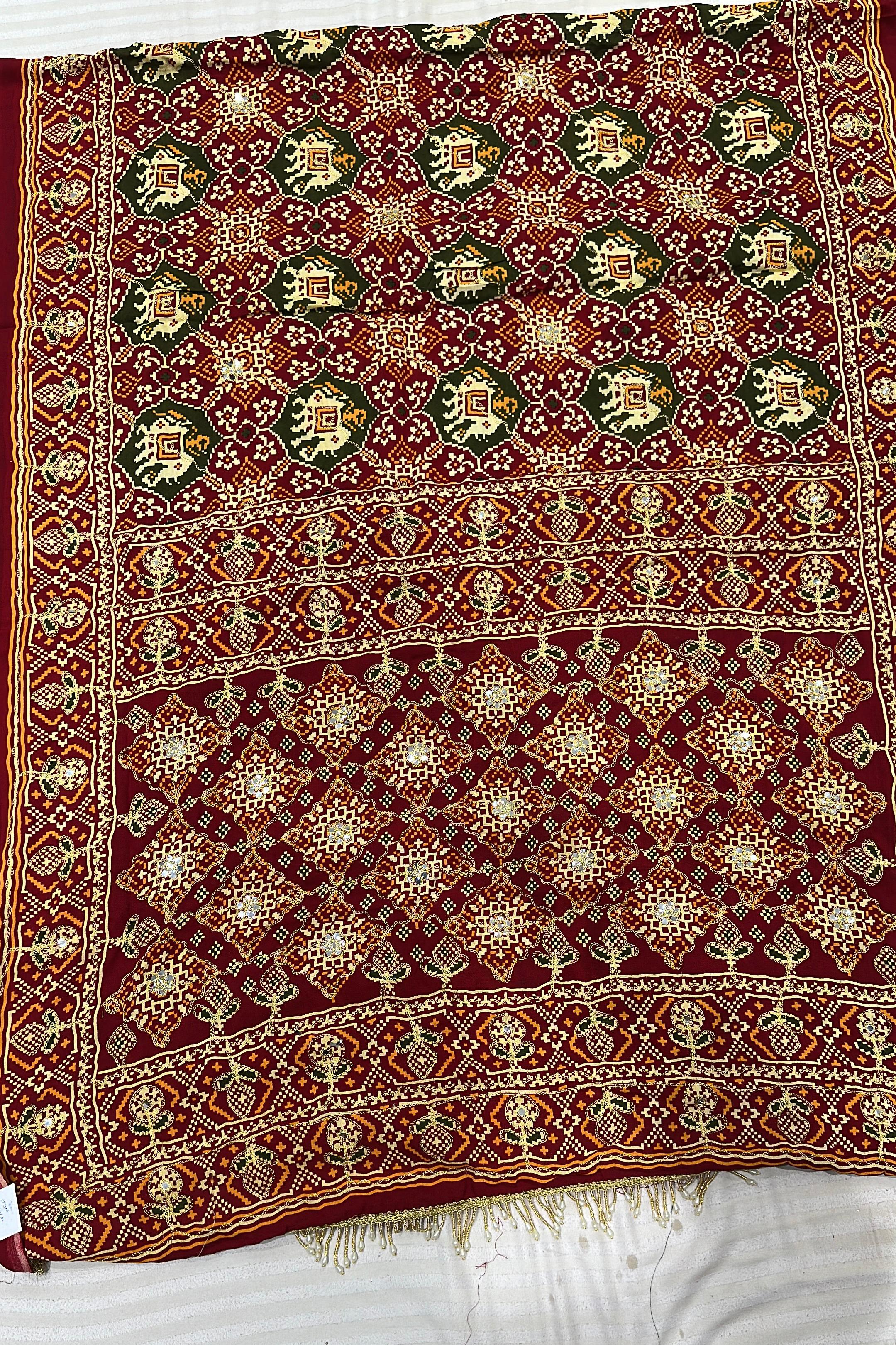 Premium quality pure cotton patola printed saree with stylish tassels
