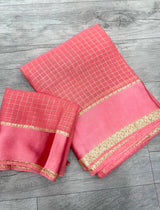 Viscose georgette vintage checks saree