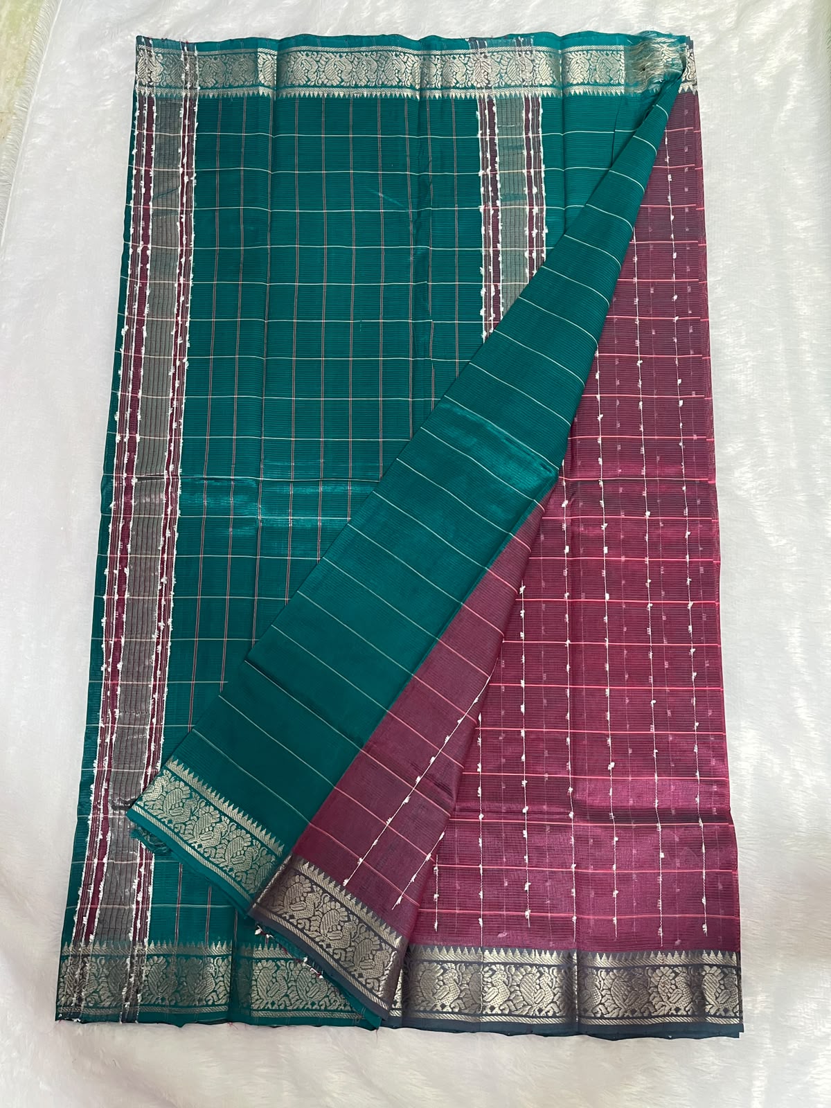 Managalagiri kanchi borader checks saree